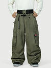 Men's Functional Street Utility Belt Cargo Multi Pocket Baggy Snow Pants