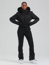 Women's Gsou Snow Mountain Chic Faux-Fur Trim Flare Ski Jumpsuit