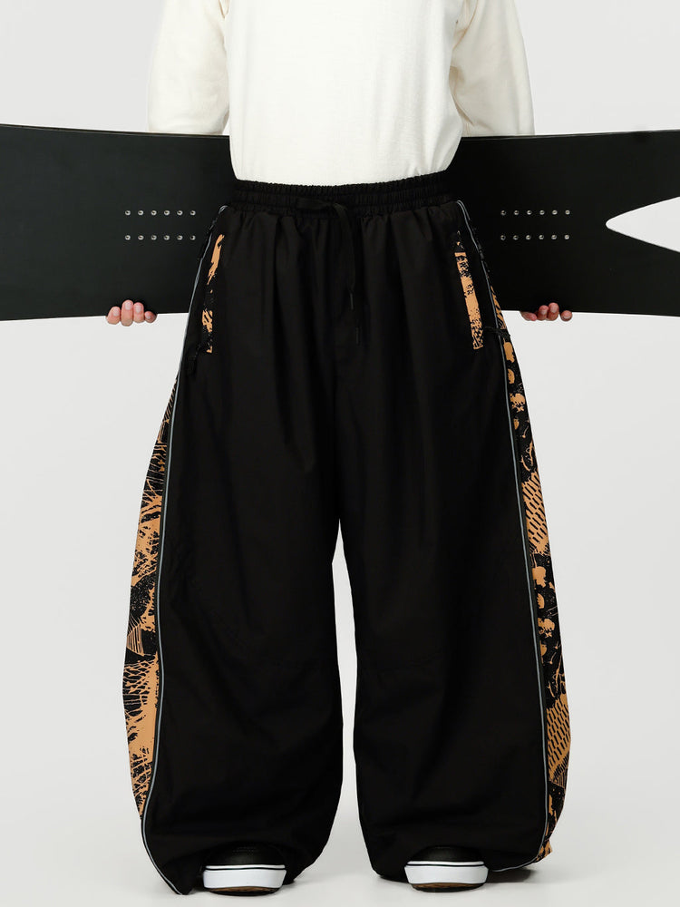 Men's Hyper Flux Side Zip Graffiti Panel Extra Baggy Freestyle Snow Pants