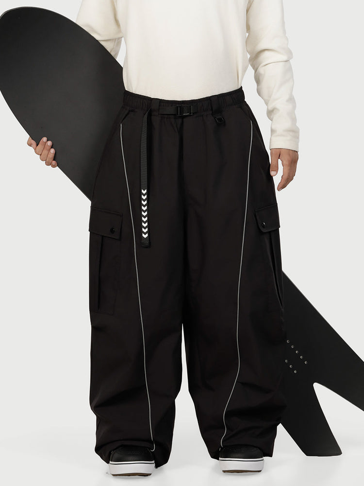 Men's Wild Motion Reflective Cargo Pockets Extra Baggy Snow Pants