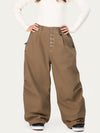Women's Raw Utility Rivet Workwear Denim Snow Pants – Double Back Pocket Oversized Fit