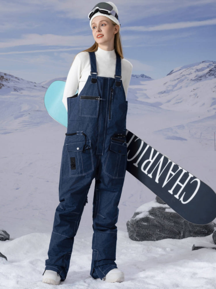 Women's PowderQueen Snow Adventure Bibs Denim Snow Pants