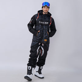 Dawnski Men's P-40 Fighter & Shark Conjoined One Piece Snowboard Suits
