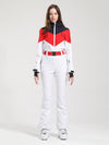 Women's Gsou Snow Retro Belted Color-Blocked Flare Ski Suit