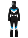 Women's Gsou Snow Retro Belted V Striped Flare One Piece Jumpsuit Snowsuit