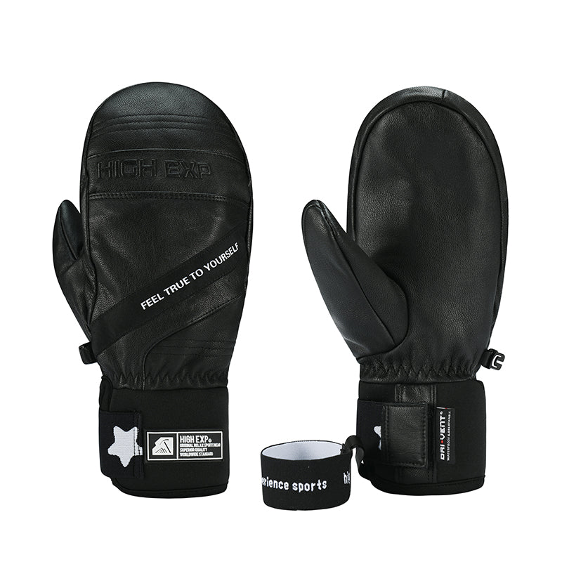 Mens Unisex High Experience Volta Leather Snow Sports Mittens Ski Gloves