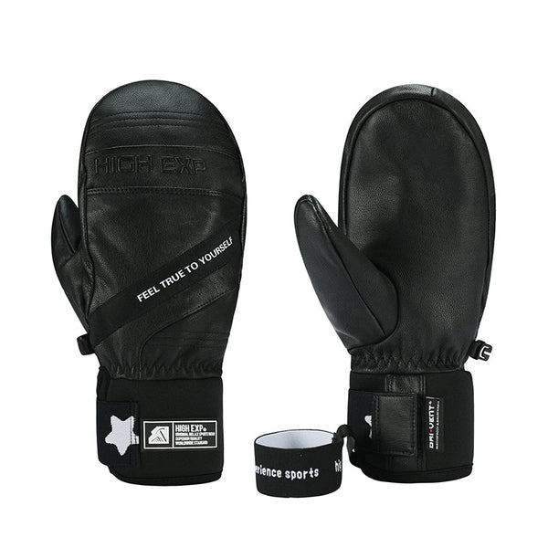 Mens Unisex High Experience Volta Leather Snow Sports Mittens Ski Gloves